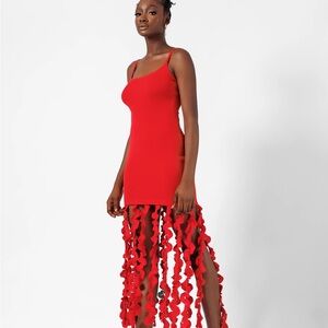 Elexiay Women’s Busola Red Mini Dress Size Small Red Sphaghetti Straps Crochet